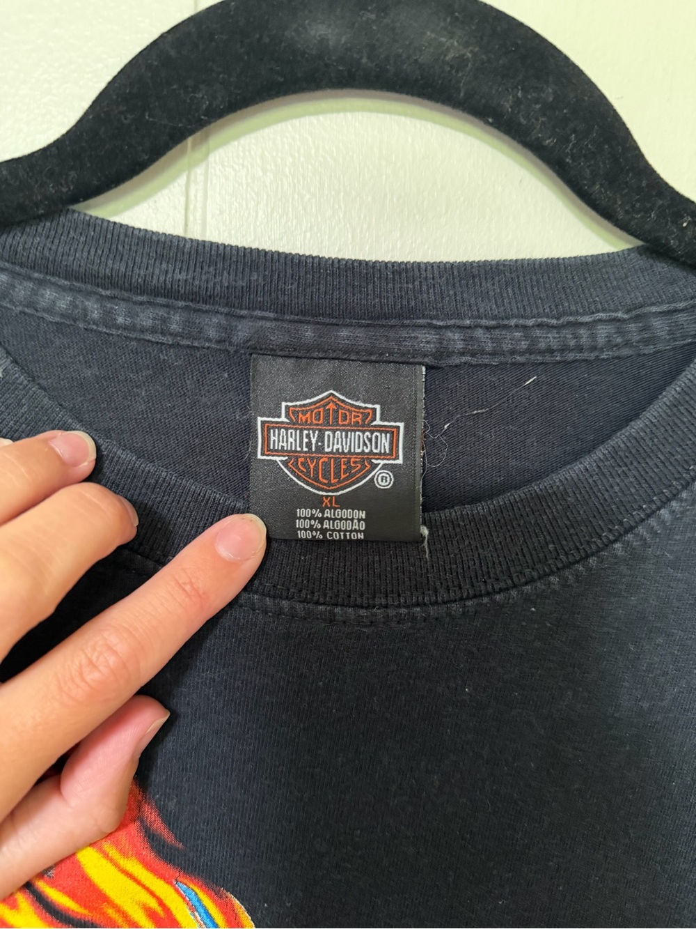 Harley-Davidson Black Tee with Flaming Eagle Graphic - Picture 3 of 3